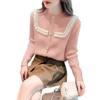 Cárdigan de un solo pecho de lujo para mujer Diseño elegante con cuello redondo Nuevo abrigo de invierno con estilo informal y logotipo frontal