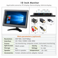 Monitor de 10 pulgadas, 1080P, BNC, portátil, LCD, PC, TV, Stock, Monitor de pantalla de ordenador comercial, altavoz para ordenador de vídeo CCTV