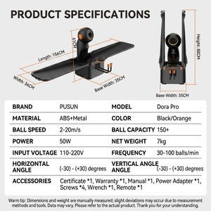 Robot de Tenis de Mesa Pusun Dora Pro con Tracción en 3 Ruedas, Control por Voz a través de Aplicación, 10000 RPM, Máquina de Entrenamiento de Ping Pong sin Atascos - Product Image 6