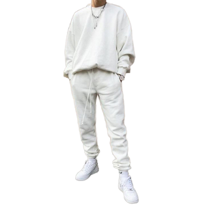 Custom <b>Men's</b> and Women's Smart Casual Autumn <b>Set</b> Oversize Crew Neck Pullover Hoodie and Knitted Sweatpants - Product Image 1