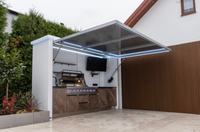 Portable Jardin 304 Noir En Acier Inoxydable Robuste De Luxe Cuisine Extérieure Ensemble Complet Gaz BBQ Grill Cabinet Cadre Île Granit