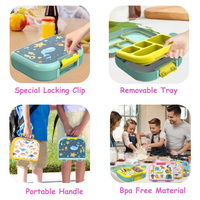 Boîte à lunch réutilisable à 3 compartiments, mignonne, compatible micro-ondes, sans BPA, en PP de qualité alimentaire, pour enfants, adultes et nouveau-nés, avec poignée