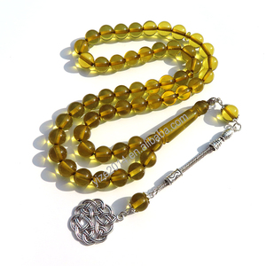 하이 퀄리티 노란색 투명 이슬람기도 10mm 51 구슬 수지 용품 판매를위한 Tasbih 세련된 Tasbeah 아랍어 시계 묵주 - Product Image 6