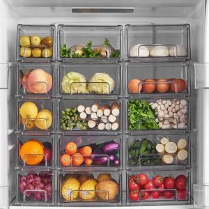 Transparent PET Injection Molded Rectangle Stackable Fridge <b>Storage</b> Box Bins for Refrigerator <b>Drawer</b> Organizer - Product Image 3