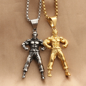 Fitness <b>Men's</b> Stainless Steel Pendant <b>Necklace</b> Muscular <b>Man</b> Design Retro Punk Style 280319 - Product Image 1