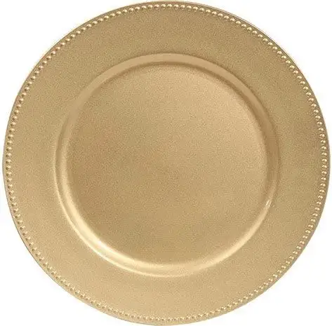 Plastic Kralen Gold Charger Platen Servies 13 Inch Ronde Bruiloft Decoratie Lader Platen