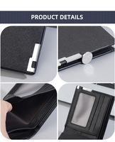 Dompet Pendek Minimalis Ramping Desain Baru Baellerry untuk Pria, Dompet Kartu Bisnis Sederhana Lipat Dua dengan Banyak Slot Kartu, Kulit PU