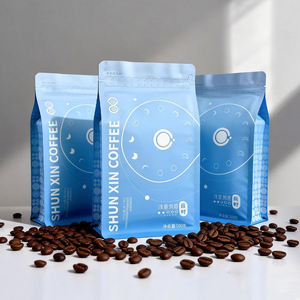 Sac à fond plat en aluminium refermable avec fermeture éclair, imprimé sur mesure, pour l'emballage de grains de café et de thé, avec valve - Product Image 2