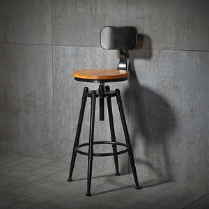 Taburete de Bar Moderno con Asiento en Tono Madera y Base de Metal - Respaldo Curvo <span class=keywords><strong>para</strong></span> Cafetería, <span class=keywords><strong>Cocina</strong></span> o Bar en Casa - Product Image 4