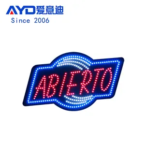 18*30 Inch Super Bright Factory ABIERTO Advertising Sign, Led Lighting Words Flashing Billboard in Public
