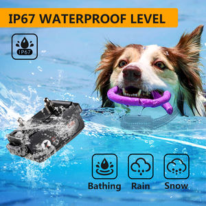 베스트 셀러 폴리 에스터 칼라 USB 충전식 Led 라이트 업 개 애완 동물 목걸이 대형 프롱 진동 장거리 충격 고리 개 - Product Image 5