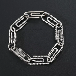 Men's Paper <b>Clip</b> Button 10mm Hip Hop Bracelet Personalized Couple Collarbone Chain Hip Hop Accessories Tanjing Fashion - Product Image 4