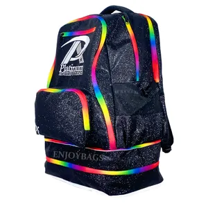 Mochila arco-íris bonita com zíper arco-íris para torcida e torcida mochila arco-íris all star sacola de torcida