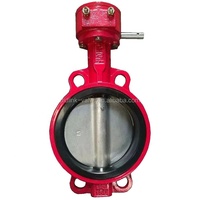 DIDLINK Robinet d'incendie manuel en fonte rouge 150LB, Vanne papillon à triple déport rainurée à joint wafer, Taille de port 1/2 pour l'eau