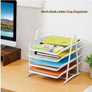 Metal Mesh Desk Organiser Letter <b>Tray</b> Organizer Paper <b>Tray</b> Stackable in <b>Trays</b> Desk <b>File</b> Magazines Office <b>File</b> Organiser - Product Image 5
