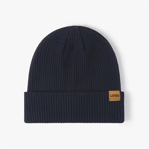 Bonnet d'hiver en tricot de haute qualité avec logo personnalisé, bord côtelé, tricot épais, unisexe, mode décontractée, bonnet uni, bonnet ample - Product Image 4