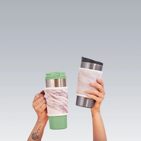 Manchon isotherme personnalisé en néoprène pour tasse à café avec poignée imprimée, support à bière portable et pliable, réutilisable