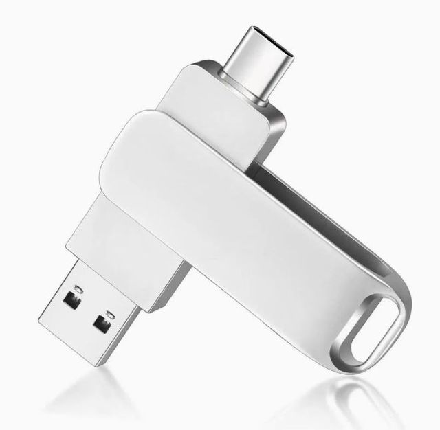 New Type-C USB 2 in 1 Pendrive Metal USB Flash Drive 128gb 64gb Custom logo Usb Sticks Rotatable Business Memory Stick USB Key