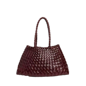 Bolso de Mano de Cuero Genuino para Mujer, Estilo Retro de Alta Gama 2025, Tejido a Mano, Forma de Cesta, Moderno - Product Image 1