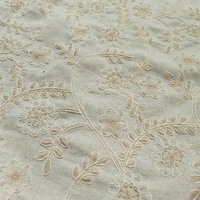 Tissu en viscose, lin et coton, broderies 3D de branches et de fleurs, pour vêtements, thobe, matelas, canapé