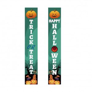 Letrero Personalizado para Puerta con Diseño de Truco o Trato y Feliz Halloween, Patrón Espeluznante Impreso a Medida para Decoración de Fiestas - Product Image 5