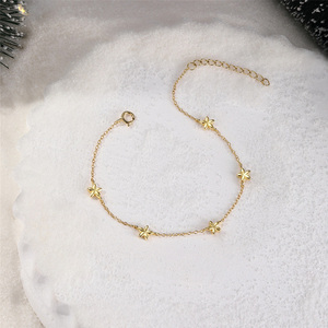 AB026 <span class=keywords><strong>Bracciale</strong></span> con Charm a Fiore in Argento Sterling 925 Placcato <span class=keywords><strong>Oro</strong></span> Lucido, Accessorio per Uso Quotidiano per Donne e Ragazze - Product Image 3