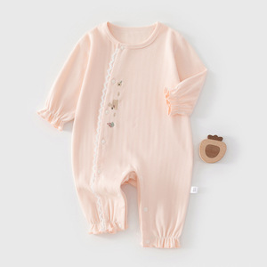 Combinaison pour bébé <span class=keywords><strong>fille</strong></span> musulmane nouveau-née, printemps-automne, pur coton respirant, antibactérien, adorable, avec fermeture à boutons, imprimé - Product Image 2