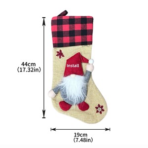 Chaussette de Noël artisanale Gnome Nordique, grand sac cadeau <span class=keywords><strong>scandinave</strong></span> à carreaux Gonk pour cheminée, décoration de fête de fin d'année, vente en gros - Product Image 5