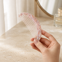 Peigne à cheveux en acétate en forme de croissant avec logo personnalisé Ume, 8,5 cm, à dents larges, peigne courbé pour femmes, accessoires pour cheveux en gros