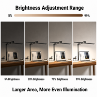 Lampe de bureau LED réglable avec contrôle tactile/télécommande, fonctions anti-éblouissement et minuterie à mémoire, construction métallique, alimentation CA pour bureau, chambre et étude