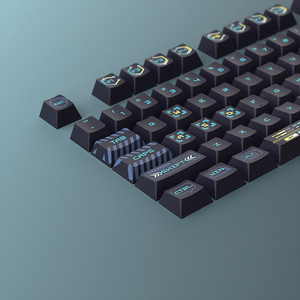 Venta al por mayor de 126 teclas PBT, juego de teclas personalizadas, sublimación de cereza, competición eléctrica negra para teclado mecánico - Product Image 2