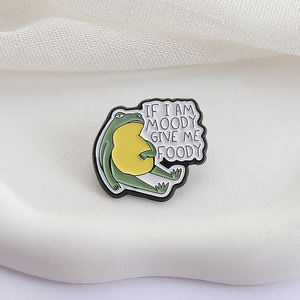 Se sono lunatico dammi spille con smalto Foody simpatiche spille con rana da meditazione vestiti con risvolto regalo di gioielli divertenti - Product Image 3