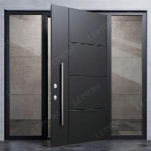 Porte d'entrée de sécurité en aluminium sur mesure avec design en verre, style moderne pour usage extérieur, porte pivotante haut de gamme pour villa - Product Image 4