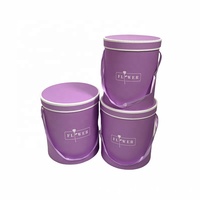 Boîte Cadeau Ronde Personnalisable Couleur Macaron à 3 Compartiments pour Fleurs, Seau Rond avec Poignée, Matériaux Recyclés, Stock Disponible