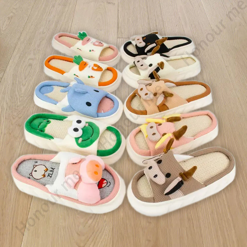 Wholesale Cute Plush Fuzzy slippers Women Animal Print Plush