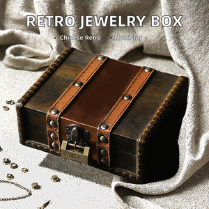 Classic Movie TV Props Decorative Rectangle Wood Modern Chinese Retro Jewelry <b>Storage</b> <b>Box</b> - Product Image 2