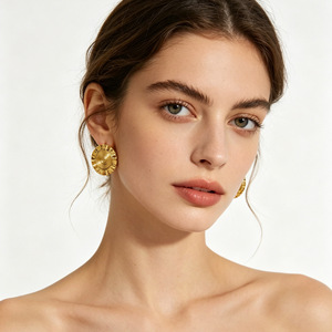 ZOGXIN Gold Plated Stud Earrings Geometric Circular Lines Design Party Fashion Jewelry - Product Image 2