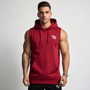 Customizable 3D Pattern <b>Men's</b> <b>Sleeveless</b> Hoodie 100% Cotton Plus Size Windproof Breathable Gym Slim Fit High Quality - Product Image 4