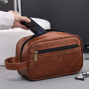 <span class=keywords><strong>Borsa</strong></span> da Viaggio Vintage in Pelle PU per Uomo, Grande Capacità, Organizer per Cosmetici, <span class=keywords><strong>Borsa</strong></span> Portatile per la Bellezza - Product Image 4