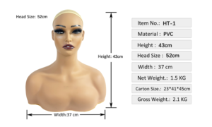 Tête de Mannequin Femme en PVC Réaliste Personnalisable avec Épaules, Support de Présentation de Perruques Perforable pour Salon de Coiffure - Product Image 2
