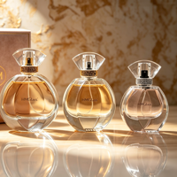 Vente en gros de flacons de parfum en verre anti-fuite avec couvercle en acrylique, rubans, boîte cadeau personnalisée, capacité de 30 ml, 50 ml, 100 ml, impression sérigraphique