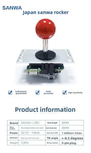 Joystick de Repuesto SANWA, Eje Largo de 45 mm, Palanca de <span class=keywords><strong>Mando</strong></span> Arcade de 5 Pines y 8 Direcciones, Bola de <span class=keywords><strong>Mando</strong></span> JAMMA MAME, Máquina de Juegos Operada con Monedas, Cero Retraso - Product Image 4