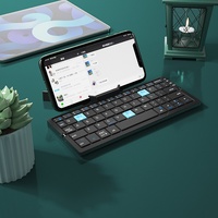 Keyboard tanpa kabel, papan ketik lipat dengan dudukan magnetik paduan aluminium Mini dapat diisi ulang untuk Tablet/Pad