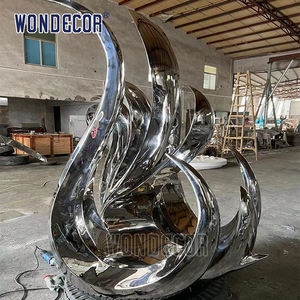 विशाल आउटडोर आधुनिक अमूर्त स्टेनलेस स्टील हंस मूर्तिकला पशु मूर्ति - Product Image 4