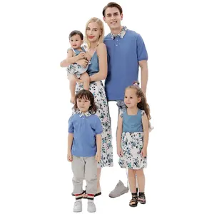 Atacado pai mãe e me roupas, tops, mãe, filha, combinando, impressão de flores, camisetas, família, roupas que combinam