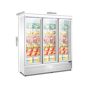Congélateur vertical commercial de haute qualité pour magasin de proximité, congélateur vitrine à trois portes en verre pour glace, haute qualité - Product Image 3