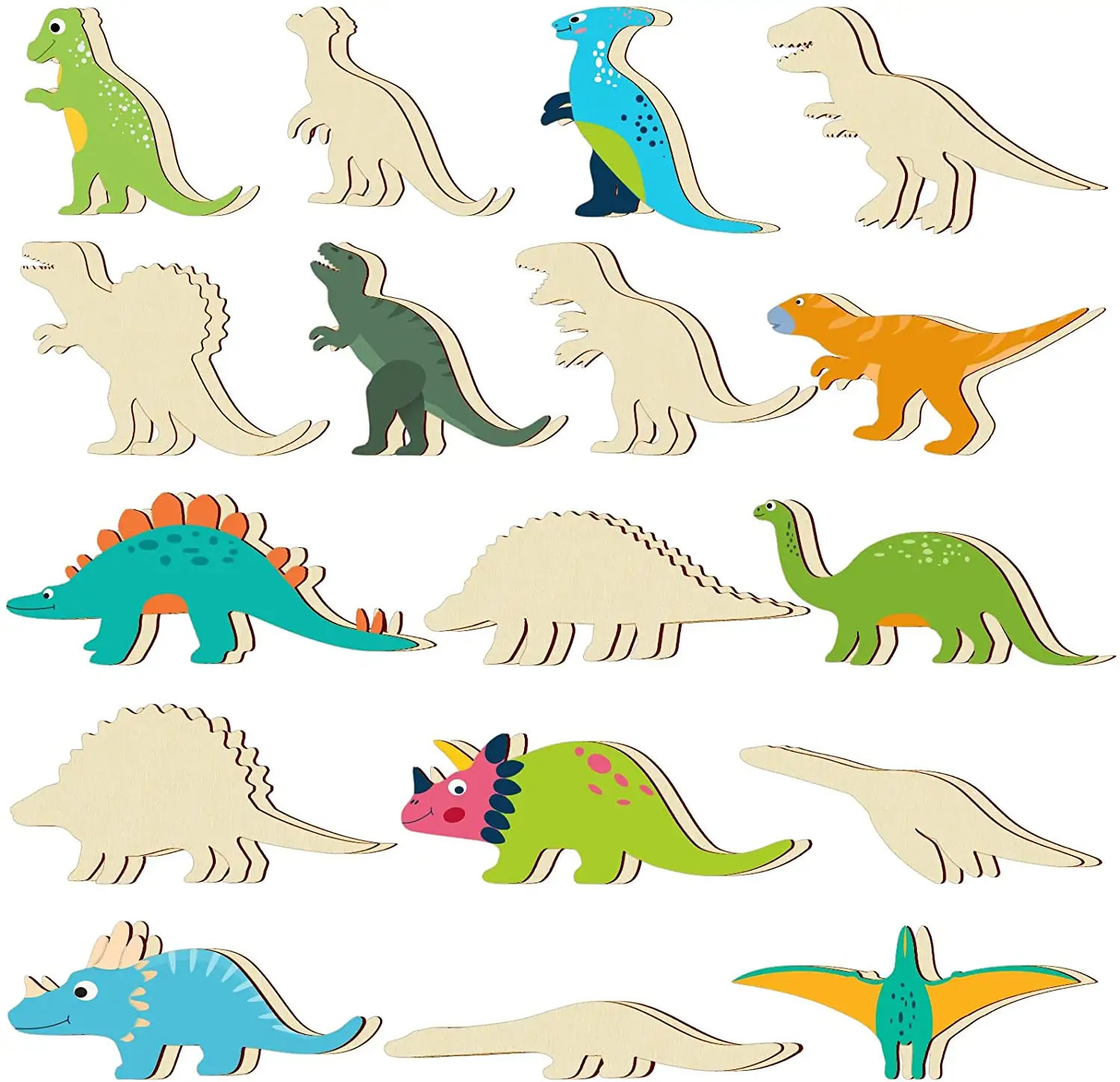 Unfinished Wooden Dinosaur Animal Cutouts laser cut wooden shapes crafts for Home Decor DIY Painting
