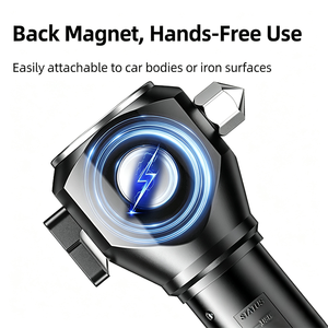Lampe torche <span class=keywords><strong>solaire</strong></span> LED avec marteau de sécurité, lumière latérale, torche d'urgence rechargeable, outil d'évacuation de voiture pour le camping en plein air - Product Image 5