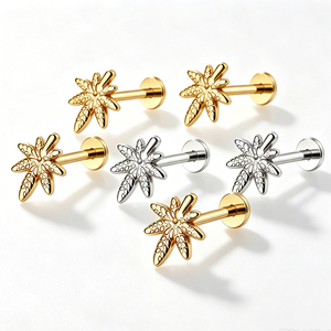 ASTM F136 Titan-Blatt-Labret-Ringe Modische Ohrstecker Knorpel-Tragus-Piercings Helix-Monroe für Lippenpiercings - Product Image 3