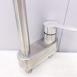 Stainless Steel Double Hole <b>Basin</b> Faucet <b>Single</b> Handle Deck Mounted Minimalist Hot Cold Water <b>Tap</b> - Product Image 4